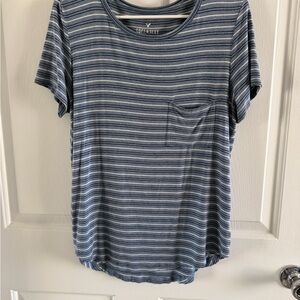 American Eagle Outfitters Blue Striped Tee